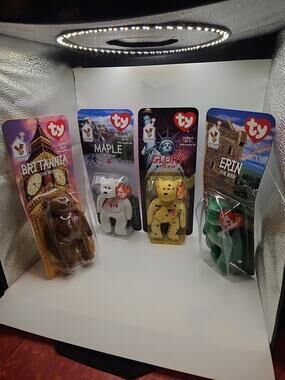All 4 1999 McDonalds TY Beanie Babies: Britannia, Glory, Erin, & Maple The Bear
